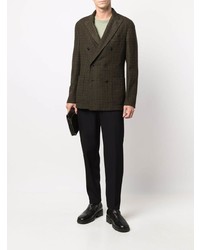 Blazer croisé en laine vert foncé Boglioli