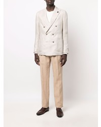 Blazer croisé en lin blanc Lardini