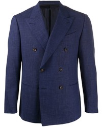 Blazer croisé en lin bleu marine Caruso