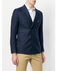 Blazer croisé en lin bleu marine Eleventy