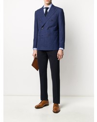 Blazer croisé en lin bleu marine Caruso