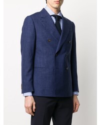 Blazer croisé en lin bleu marine Caruso