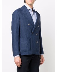 Blazer croisé en lin bleu marine Lardini