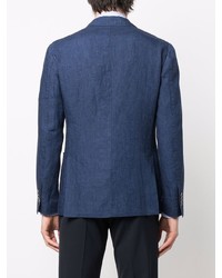 Blazer croisé en lin bleu marine Lardini