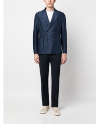 Blazer croisé en lin bleu marine Circolo 1901