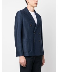 Blazer croisé en lin bleu marine Circolo 1901