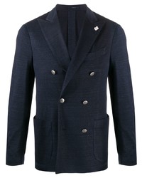 Blazer croisé en lin bleu marine Lardini