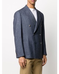 Blazer croisé en lin bleu marine Barba