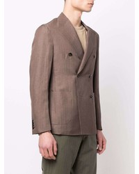 Blazer croisé en lin marron Barba