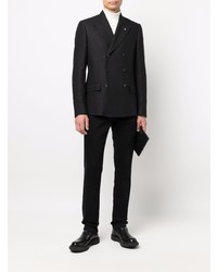 Blazer croisé en lin noir Lardini