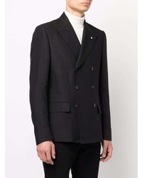 Blazer croisé en lin noir Lardini