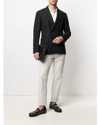 Blazer croisé en lin noir Lardini