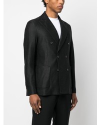 Blazer croisé en lin noir Circolo 1901