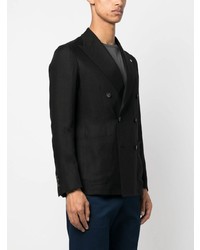 Blazer croisé en lin noir Tagliatore