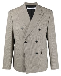 Blazer croisé en pied-de-poule beige