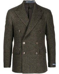 Blazer croisé en pied-de-poule vert foncé