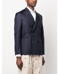 Blazer croisé en soie bleu marine Lardini