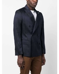 Blazer croisé en soie bleu marine Lardini