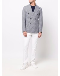 Blazer croisé en tweed bleu clair Tagliatore