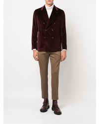 Blazer croisé en velours bordeaux Tagliatore