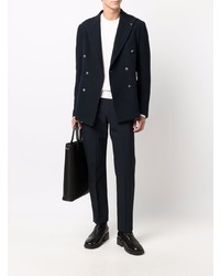 Blazer croisé en velours côtelé bleu marine Tagliatore