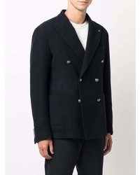 Blazer croisé en velours côtelé bleu marine Tagliatore