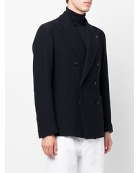 Blazer croisé en velours côtelé bleu marine Tagliatore