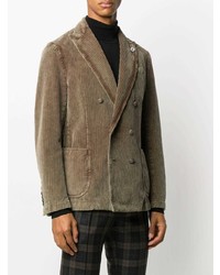 Blazer croisé en velours côtelé marron Lardini