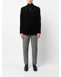 Blazer croisé en velours côtelé noir Lardini