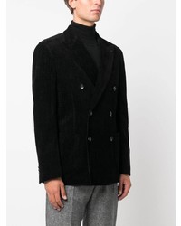 Blazer croisé en velours côtelé noir Lardini