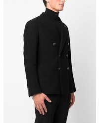 Blazer croisé en velours côtelé noir Tagliatore