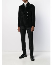 Blazer croisé en velours côtelé noir Tagliatore