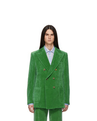 Blazer croisé en velours vert