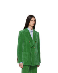 Blazer croisé en velours vert Gucci