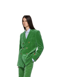 Blazer croisé en velours vert Gucci