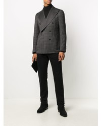 Blazer croisé en vichy noir Tagliatore