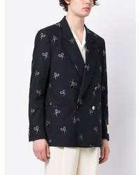 Blazer croisé imprimé bleu marine Lardini