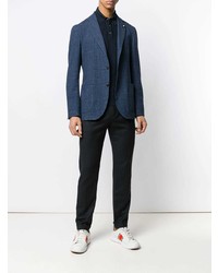 Blazer écossais bleu marine Lardini