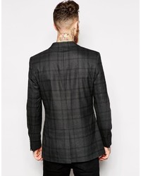 Blazer écossais gris foncé Asos