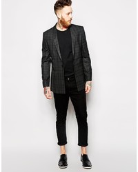 Blazer écossais gris foncé Asos