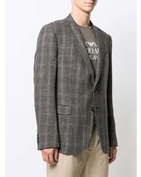 Blazer écossais marron foncé Emporio Armani