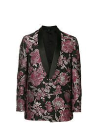 Blazer en brocart à fleurs noir