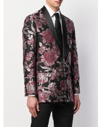 Blazer en brocart à fleurs noir Christian Pellizzari