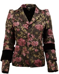 Blazer en coton à fleurs noir