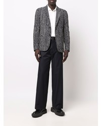 Blazer en coton à motif zigzag bleu marine Giorgio Armani