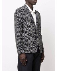 Blazer en coton à motif zigzag bleu marine Giorgio Armani