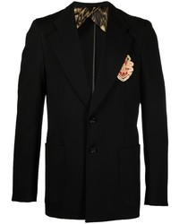 Blazer en coton brodé noir