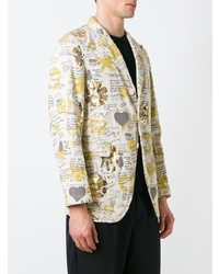 Blazer en coton imprimé beige Comme Des Garçons Vintage