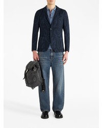 Blazer en coton imprimé cachemire bleu marine Etro