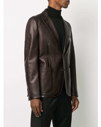 Blazer en cuir marron foncé Tagliatore